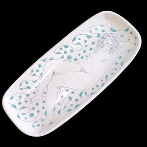 One of a Kind Handcrafted Porcelain Art Plate by Michele Dross Mythology Water